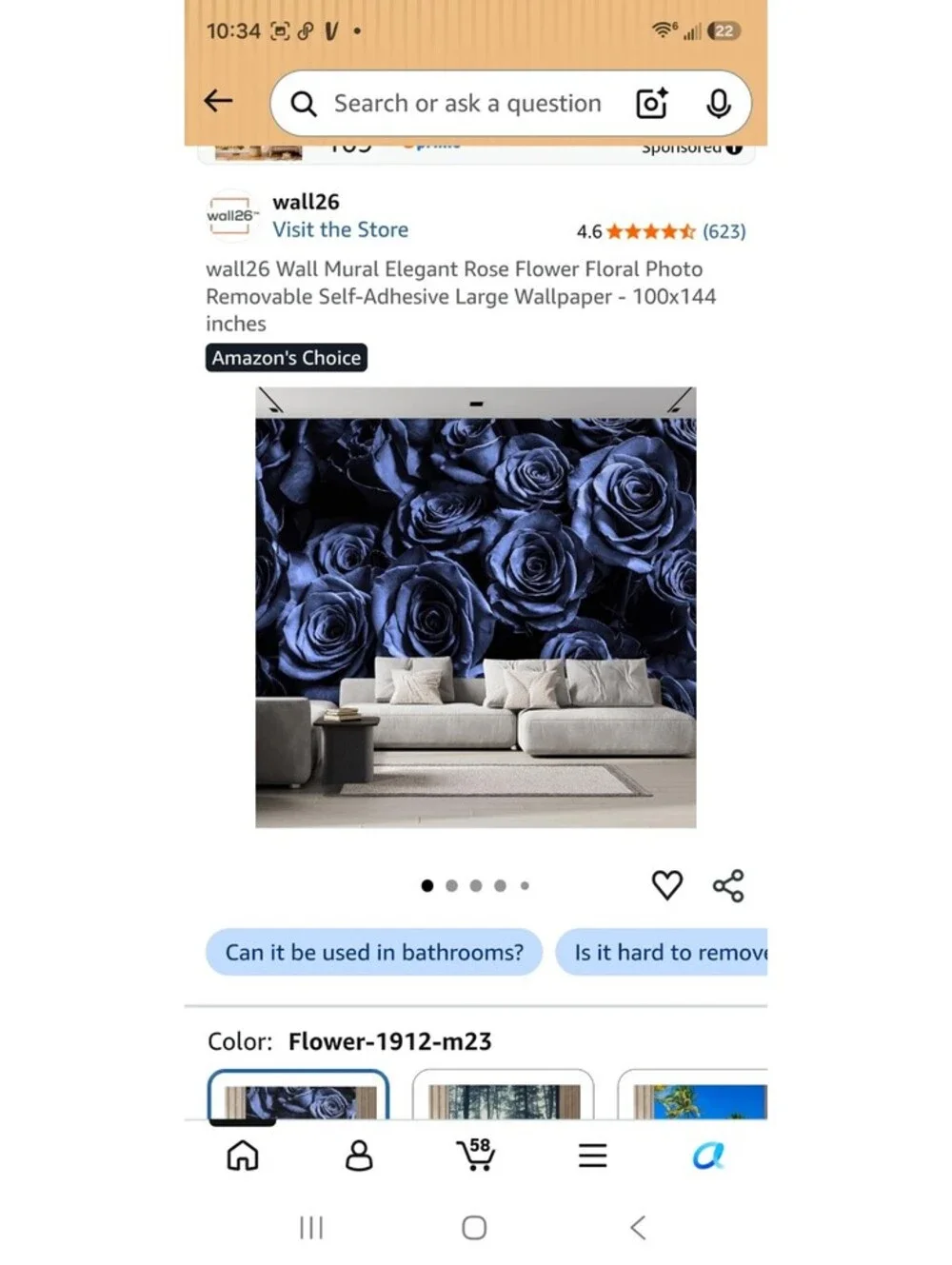 wall26 Elegant Rose Flower Floral Photo Removable Self-Adhesive Large Wall Mural